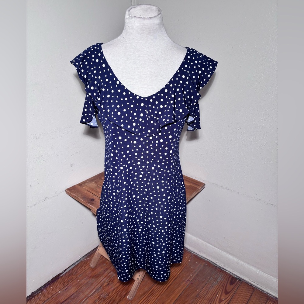 Roz & Ali Cold Shoulder Polka Dot Dress
